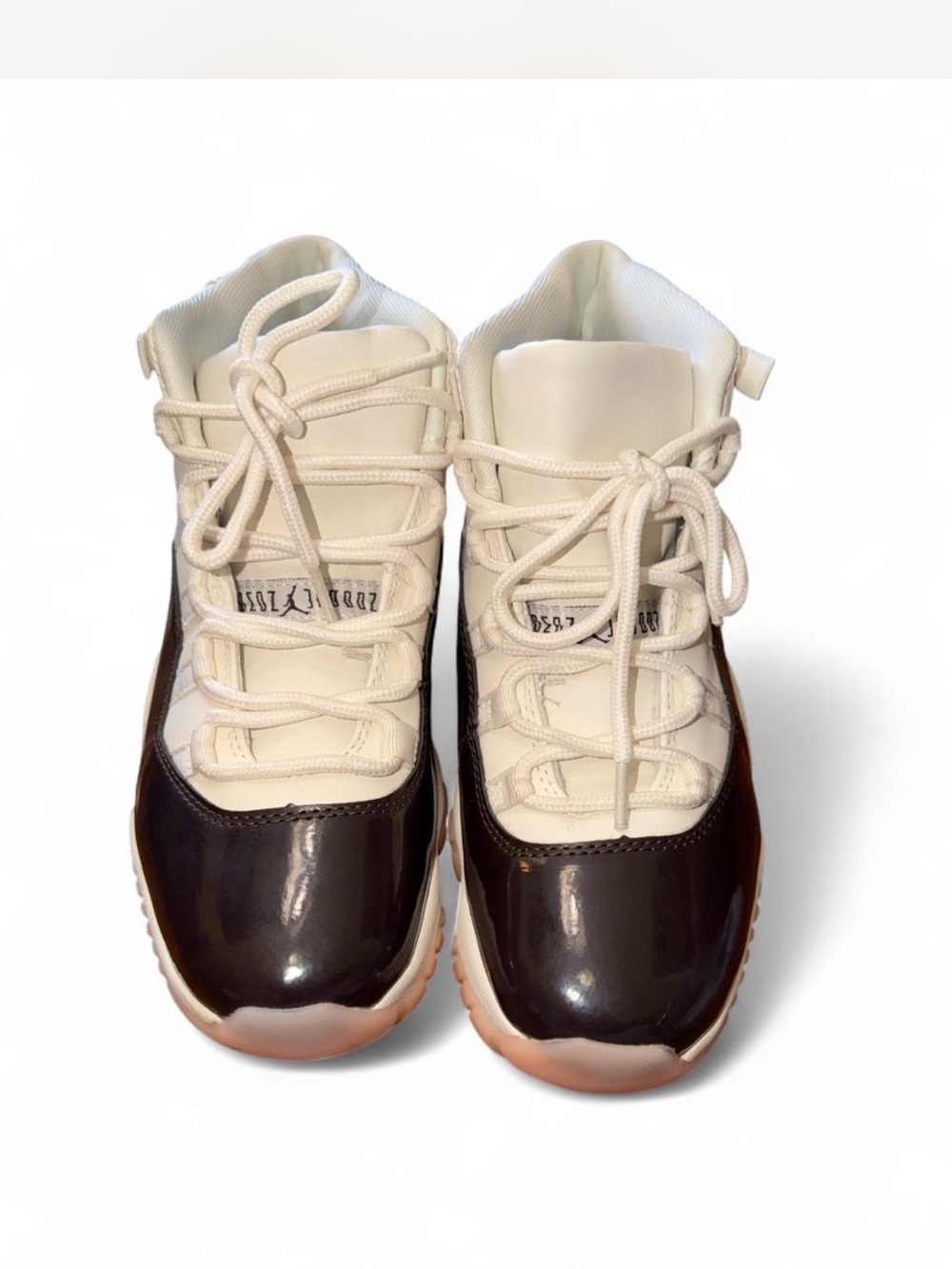 Jordan Women’s Sneakers White and Dark Brown Patent Leather